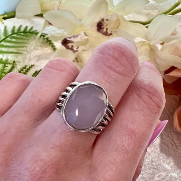 Silpada Retired Rose Quartz Faceted Abstract Statement Ring Sterling Silver 925 - Picture 13 of 15